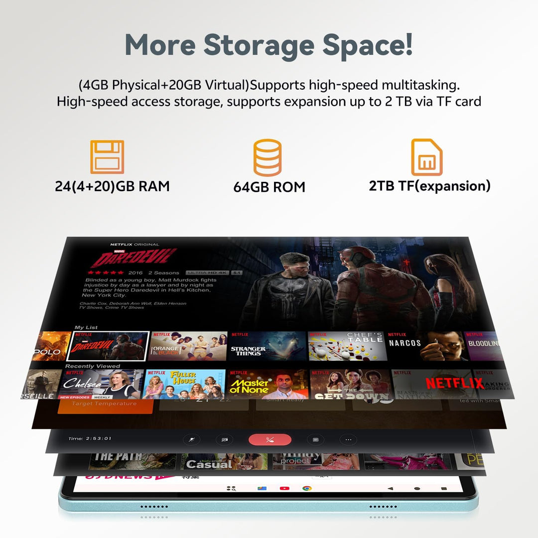 FIRYMID Tablet Android con teclado, 24 GB+64 GB, expansión de 1 TB,...