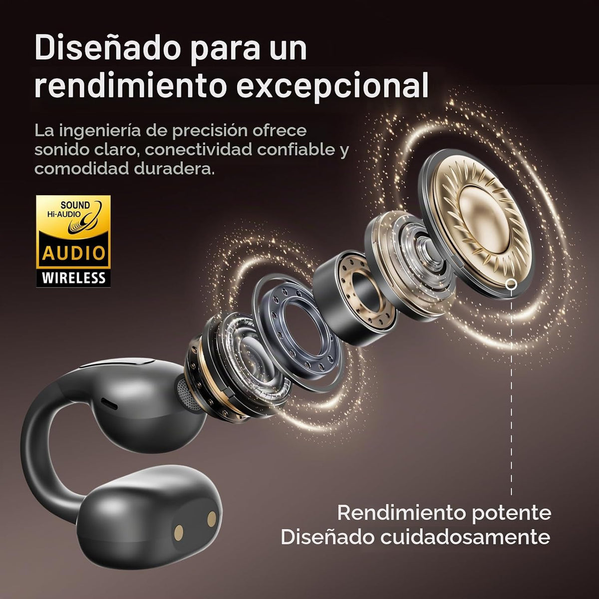 Auriculares con clip, auriculares inalámbricos Bluetooth 6.0 de oreja abierta con control táctil, diseño ligero de clip para la oreja, auriculares deportivos aptos para gafas para correr