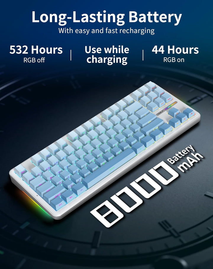 Aula F87 Pro Gaming Keyboard, Tri-Mode BT5.0\/2.4GHz\/USB-C Hot-Swa...