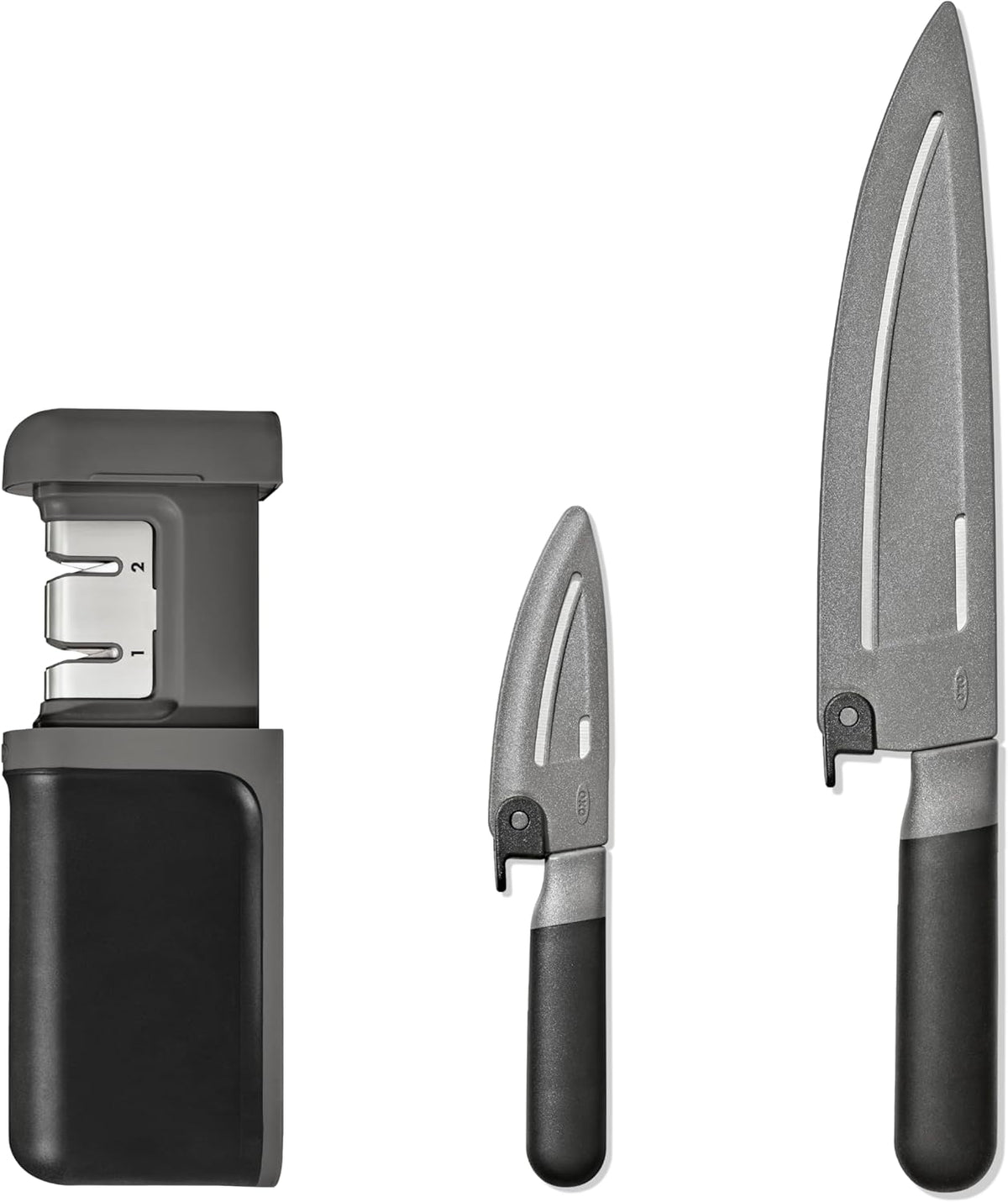 OXO Good Grips - Juego de cuchillos y afiladores de 3 piezas