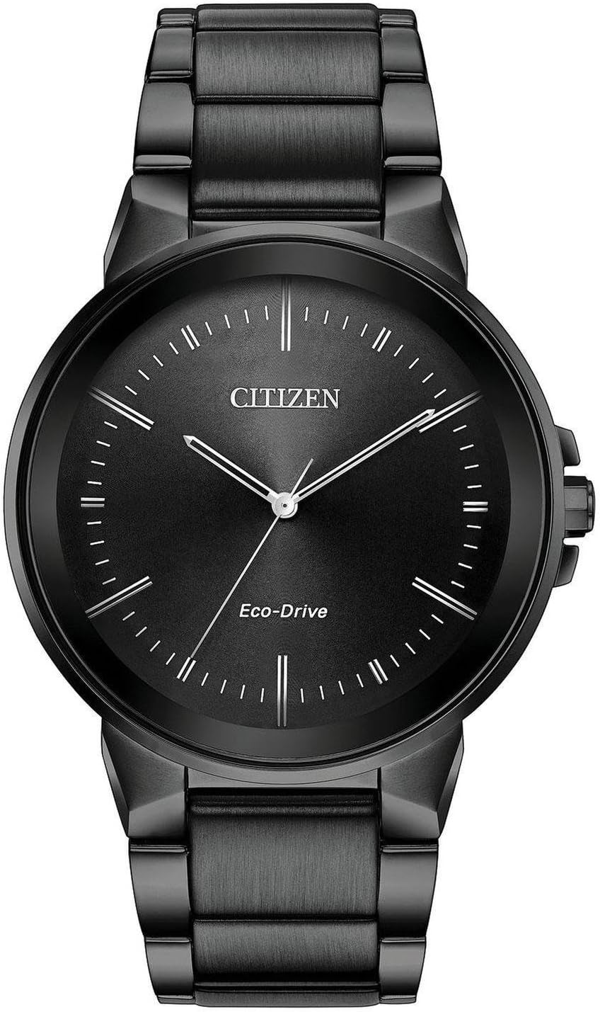 Citizen Reloj Eco-Drive Modern Axiom para hombre en acero inoxidable gris, esfera negra (Modelo: BJ6517-52E)
