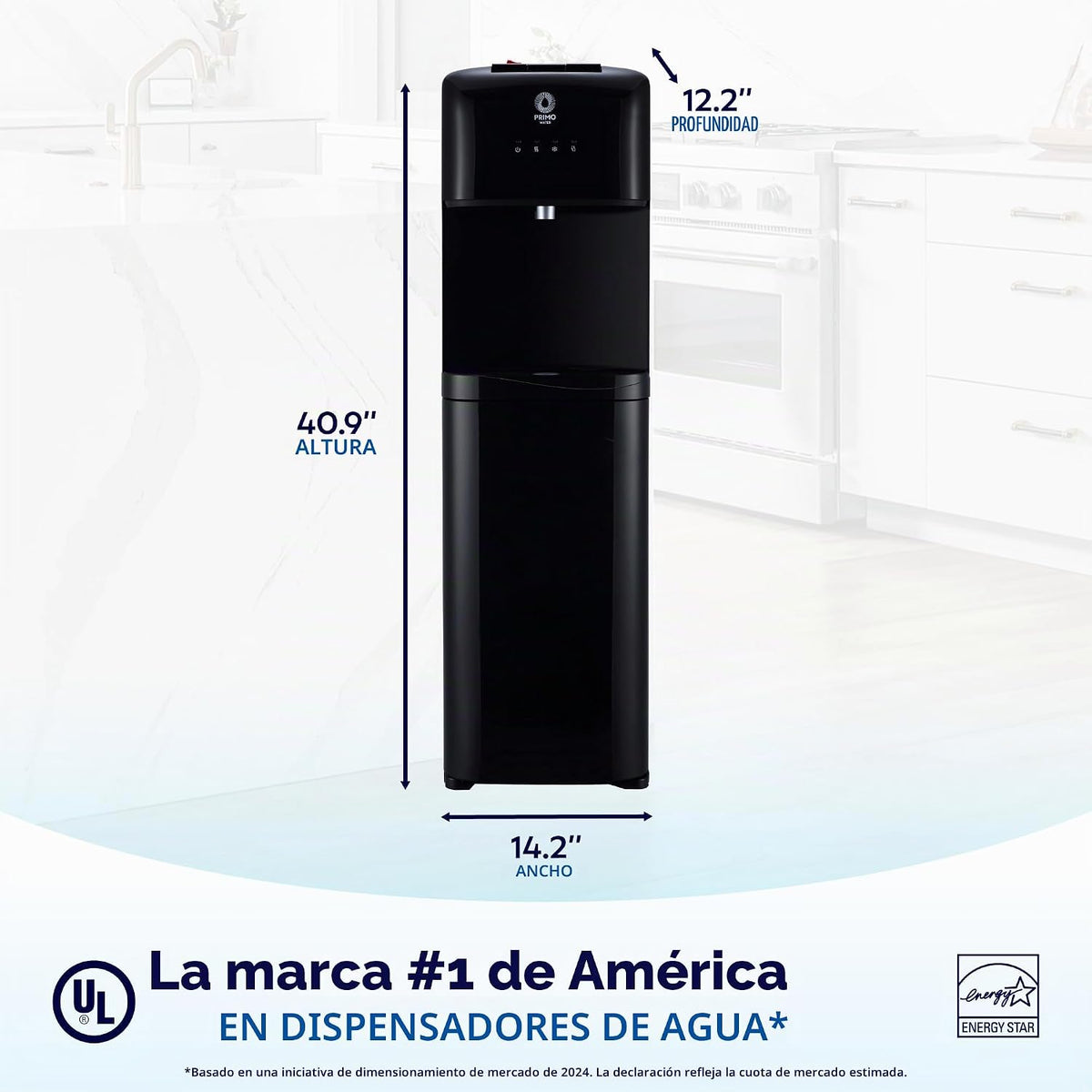 Dispenser de agua Primo para botella de 5 galones - Enfriador de agua caliente y fría de carga lateral