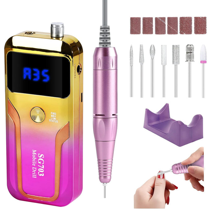 Taladro de uñas portátil profesional de 35000 RPM, MOCOWIND recarga...