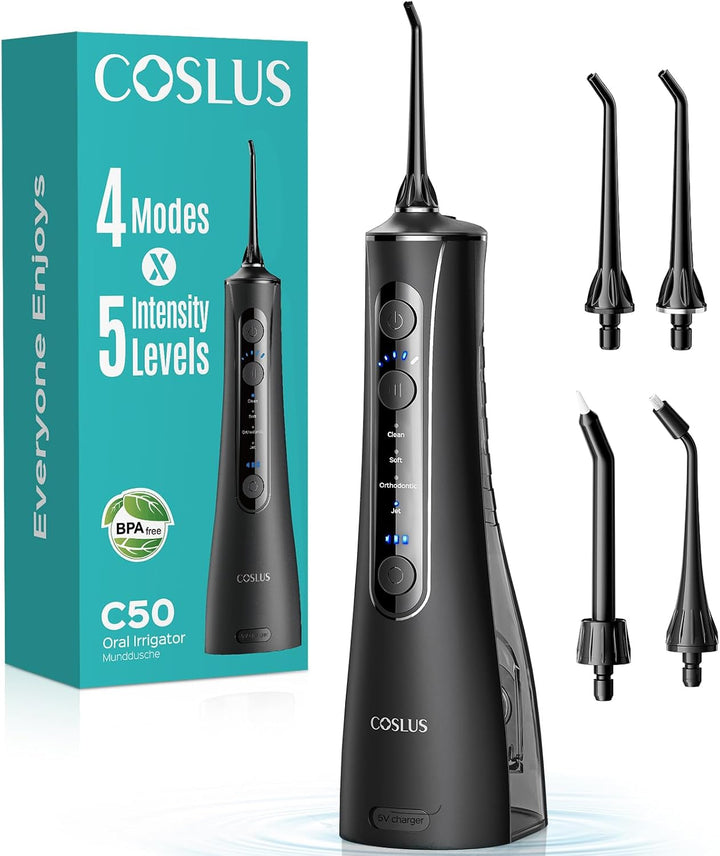 COSLUS ADA Aceptado C50 Water Dental Flosser, 4 modos 5 niveles de...