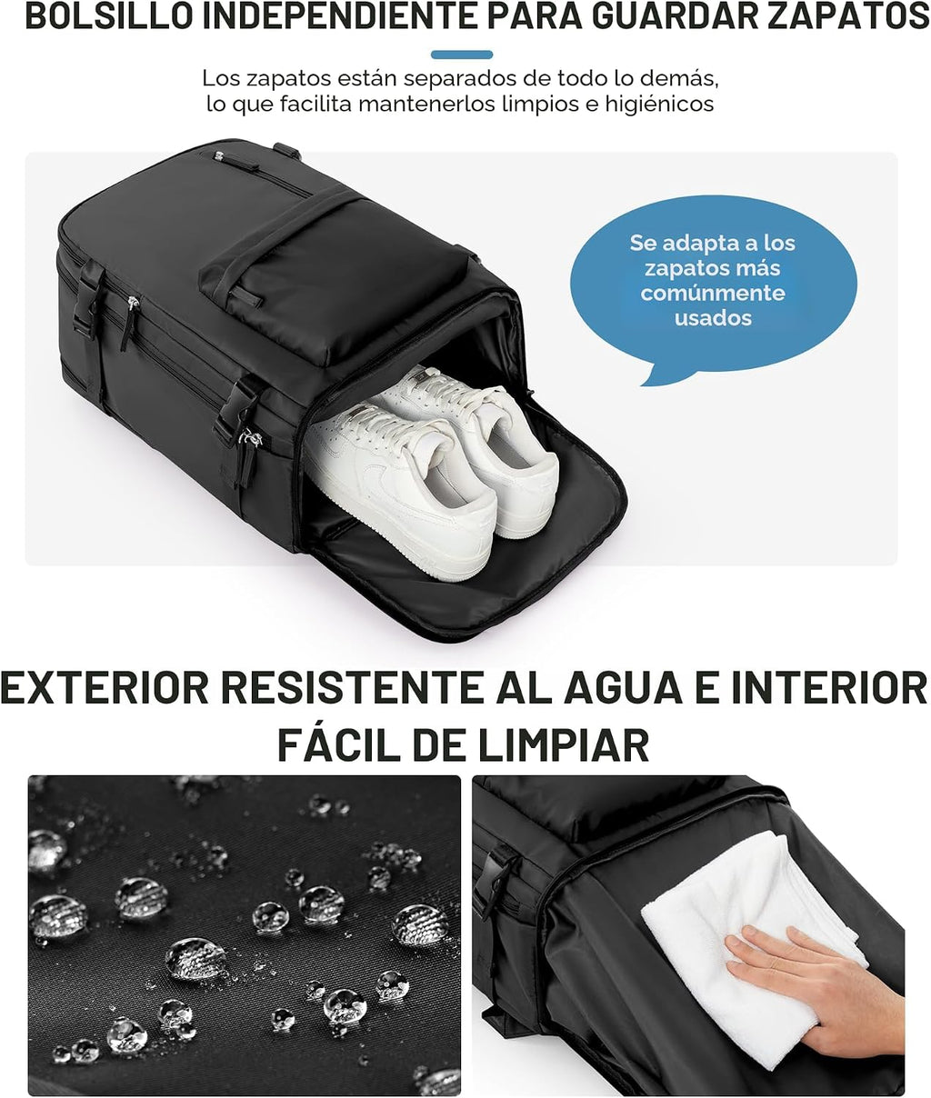 VGCUB - Mochila grande para viaje, trabajo, negocios, mochila para laptop aprobada como equipaje de mano para vuelos, unisex, Negro -, Grande, Large (4