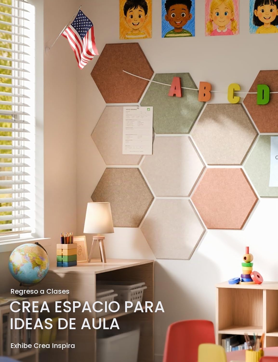 Paquete de 12 azulejos hexagonales de fieltro para tablón de