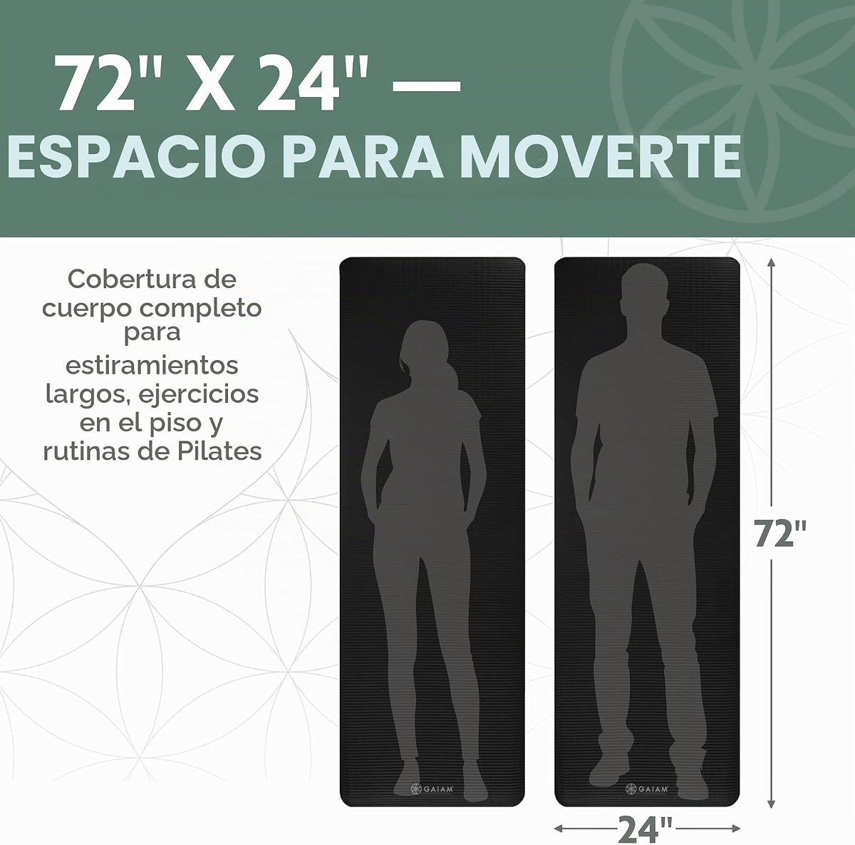 Gaiam Tapete de yoga grueso, esterilla de ejercicio y fitness con correa de