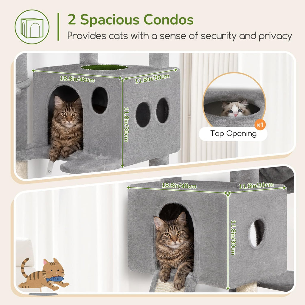 Globlazer Tall Cat Tower - Casa de árbol extragrande para gatos, S77D, gris