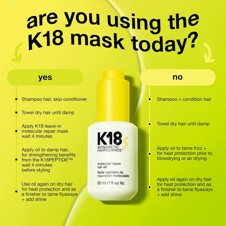 K18 Molecular Repair Hair Oil, Weightless Oil for Stronger, Healthi...