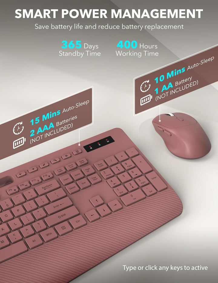 Combo de teclado y ratón inalámbrico - Teclado ergonómico de tamaño...