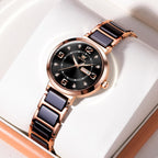 OLEVS Reloj para Mujer - Cara Pequeña, Correa de Cerámica y Acero Inoxidable, Lujo con Acentos Diamante, Elegante Reloj de Vestir para Damas, Resistente al Agua, Carga Luminosa de Cuarzo, Joyas Relojes Regalo para Mujeres