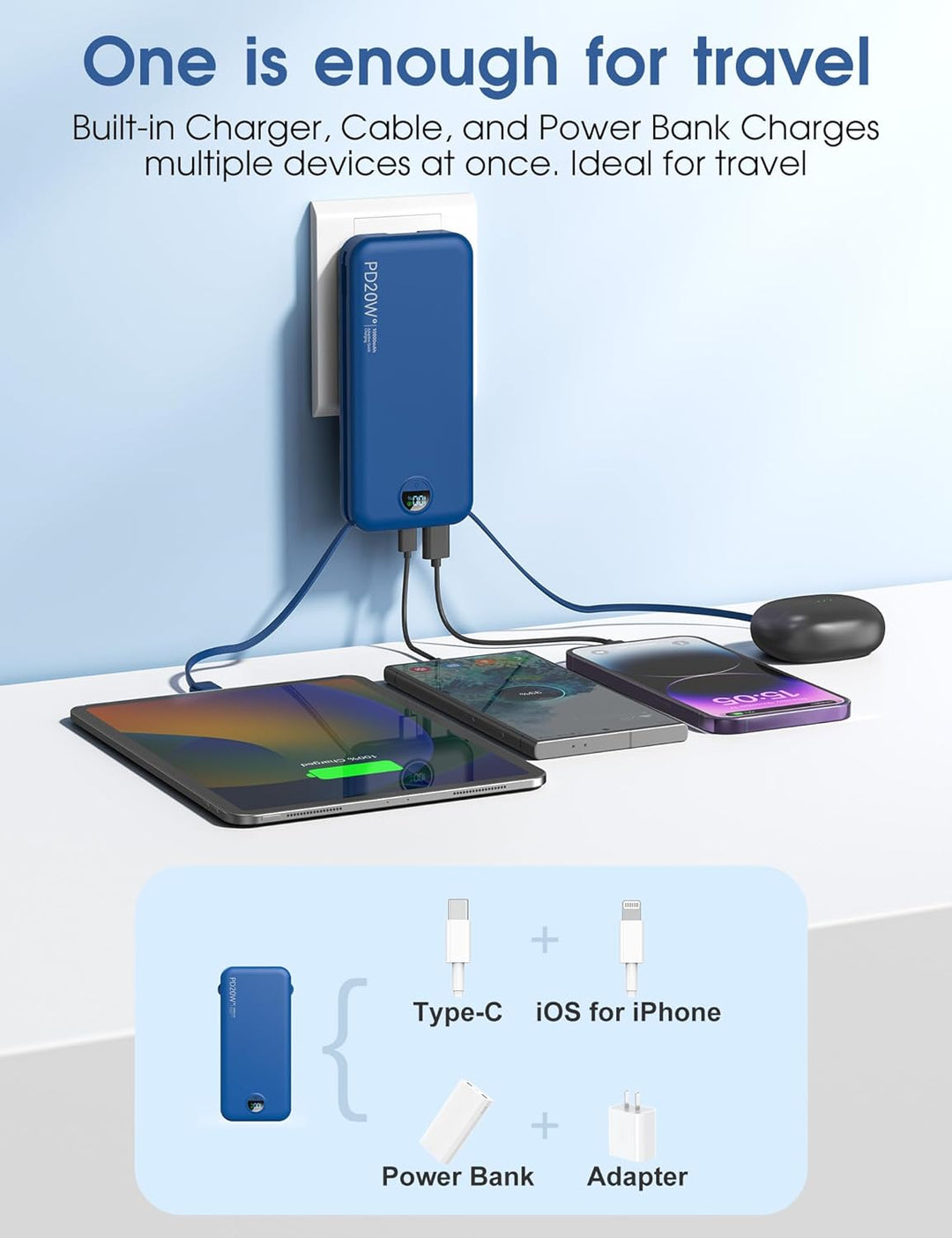 citicr Cargador portátil con cargador portátil, 10000 mAh PD20W USB...
