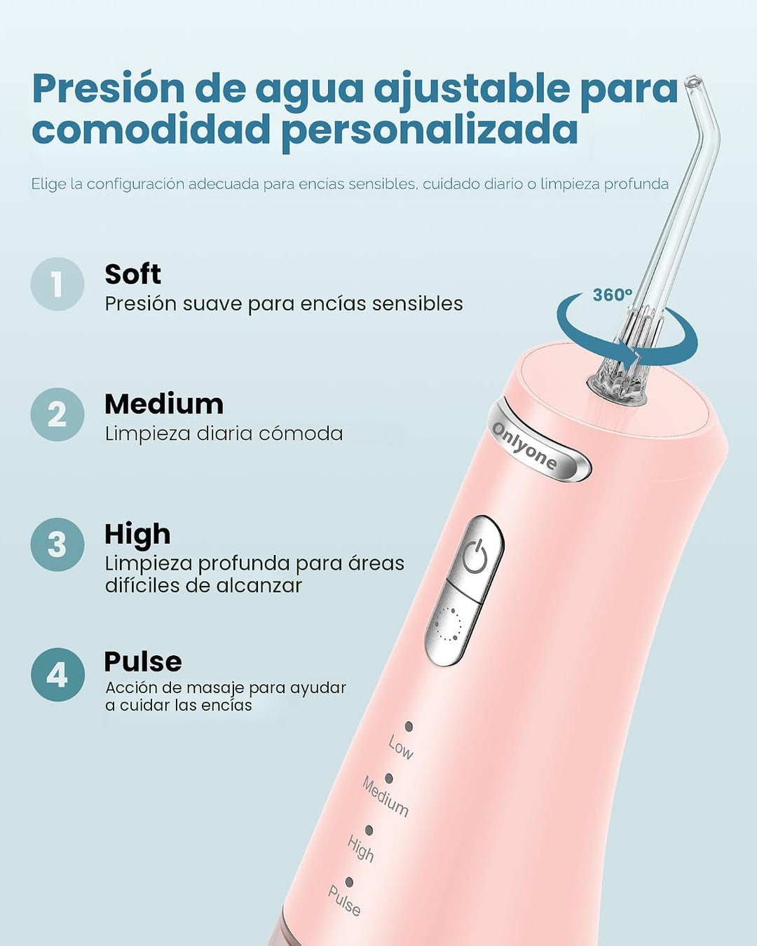 Onlyone Flosser dental de agua para dientes, irrigador oral portáti...