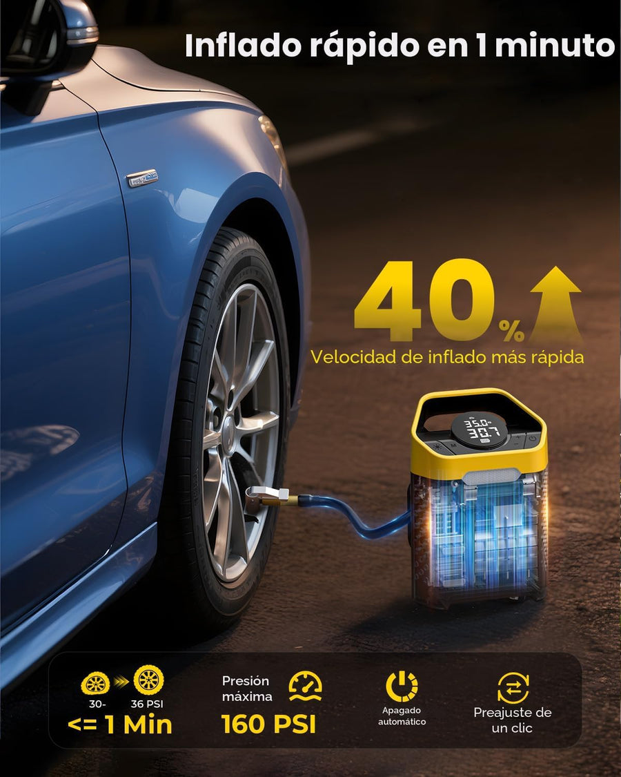 Compresor de Aire Portátil Inflador de Neumáticos de 160 PSI de Alt...