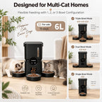 Alimentador automático para gatos para 3 gatos, dispensador de alimentación