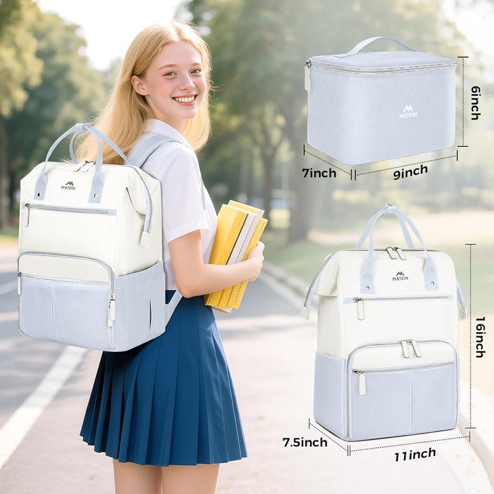 MATEIN Mochila para portátil con lonchera, mochila de almuerzo de 1...