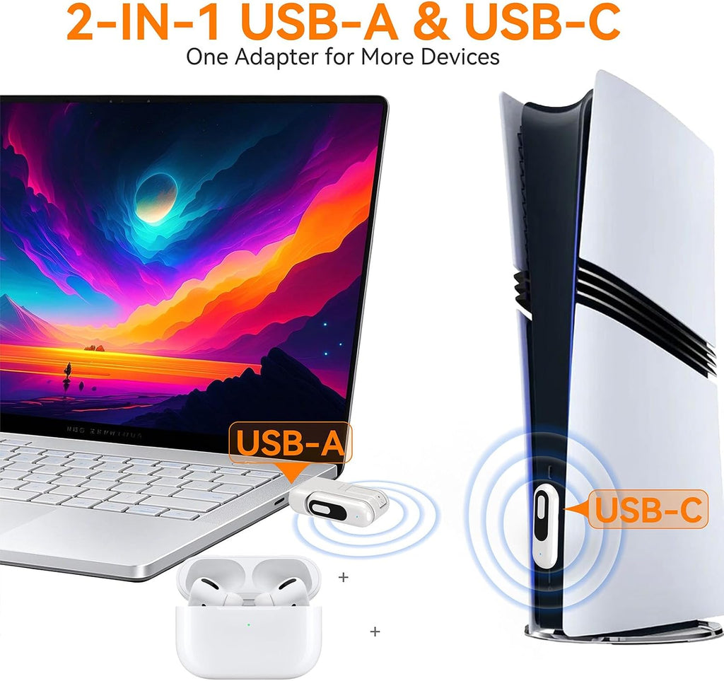 Adaptador de audio Bluetooth 2 en 1 Dongle para PS5