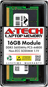 A-Tech 16GB DDR5 5600MHz PC5-44800 CL46 SODIMM 1.1V Módulo de actua...