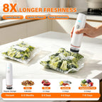 -Sellador al vacío compacto de 80 kPa para alimentos (máquina selladora al vacío + 30 bolsas reutilizables), máquina selladora al vacío de mano inalámbrica portátil mini sellador de alimentos para
