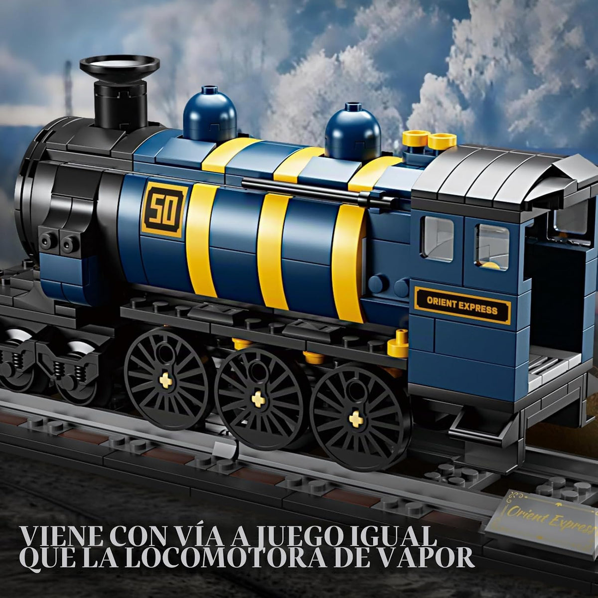 KAZI Orient Express - Juego de juguetes de construcción de trenes, regalos para entrenar entusiastas o amantes de los viajes, ideas de locomotora de vapor y modelo de exhibición para niños