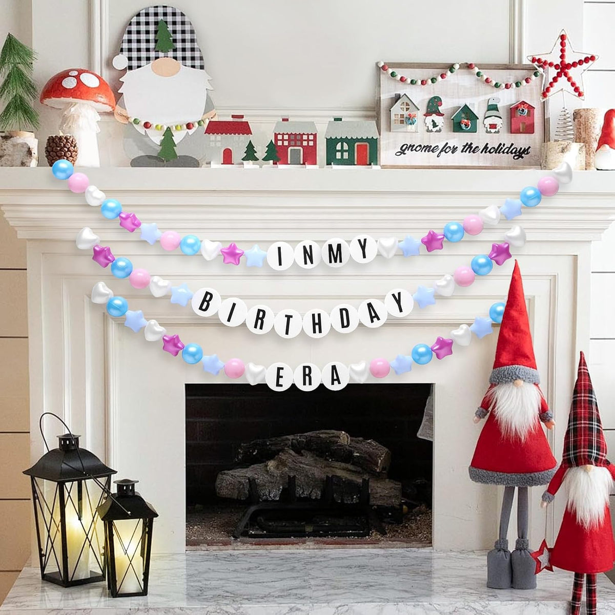 Kit de guirnalda de cumpleaños de pulsera gigante de la amistad con letras y bolas, pancarta personalizable para Navidad, boda, Kpop, decoración de fiesta de Año Nuevo, bolas de plástico, estrellas