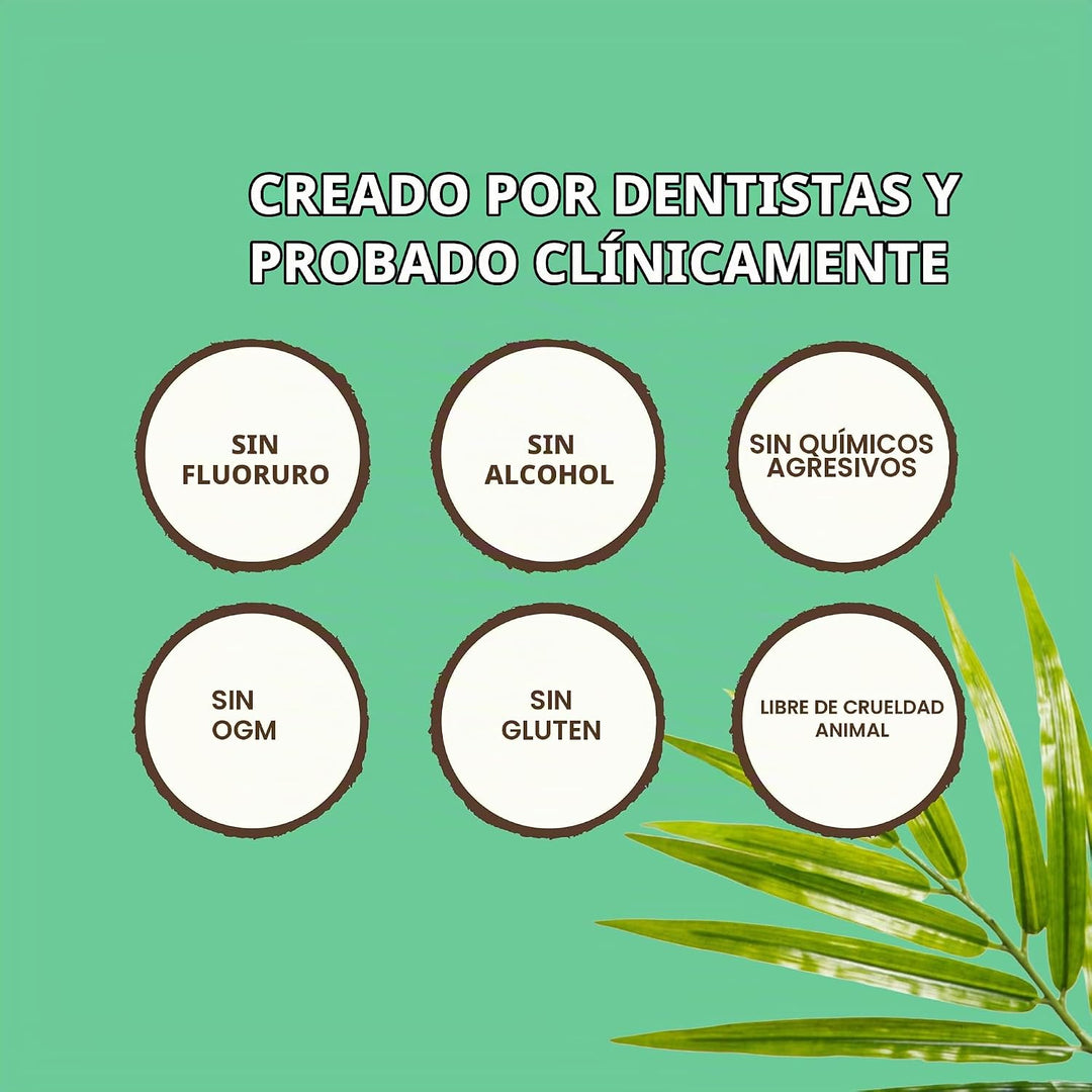 Enjuague bucal con aceite de coco Dr. Ginger, sin alcohol, menta de...