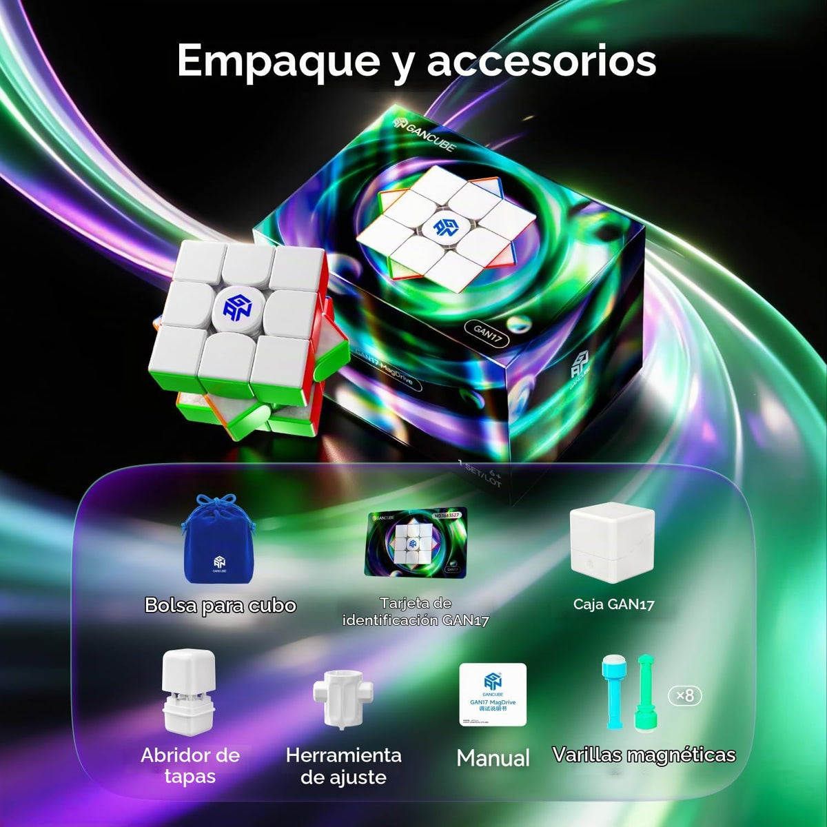 GAN 17 MagDrive Speed Cube 3x3 para Cubers, buque insignia de accionamiento