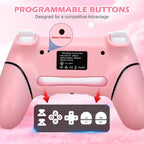 Paquete de 2 controles para PS4 con tapones para joysticks, control inalámbrico con botones traseros programables para PS4/Pro/Slim/PC, batería de 1000mAh/vibración dual/joystick con efecto Hall/panel táctil/giroscopio de 6 ejes/entrada de 3.5 mm