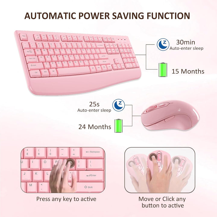 EDJO - Combo de teclado y mouse inalámbricos, teclado ergonómico de...