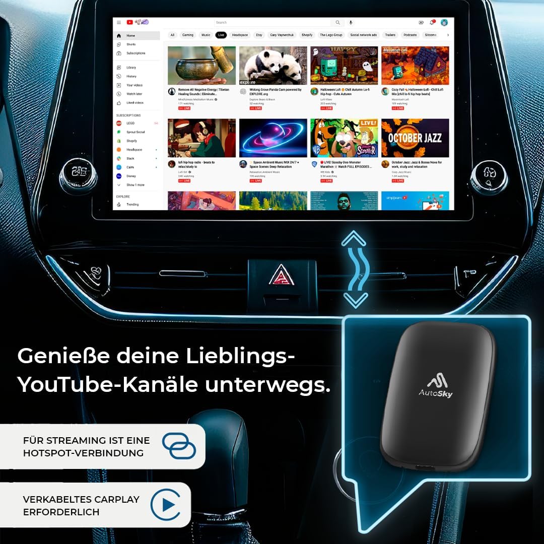 AutoSky AI Box Lite Adaptador inalámbrico para CarPlay y