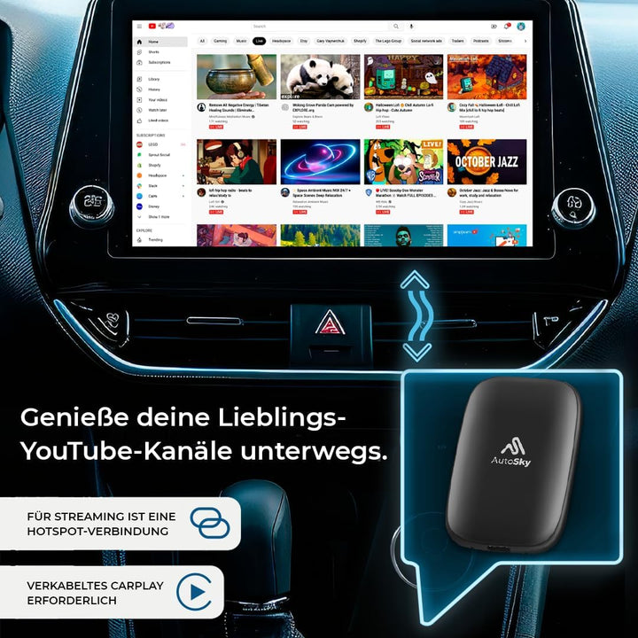 AutoSky AI Box Lite Adaptador inalámbrico para CarPlay y