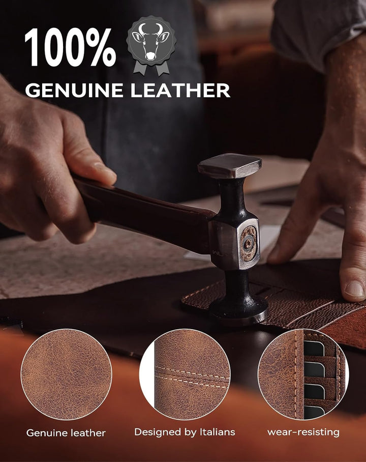 Swallowmall Billetera de cuero plegable para hombre con bloqueo RFI...