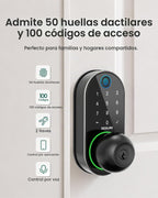 DESLOC Cerradura de perilla de puerta de huella dactilar D212, WiFi