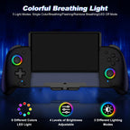 Gammeefy Control de Switch – Joysticks de Efecto Hall y agarre mejorado – Reemplazo de mando único para Switch Joypad con 8 iluminación RGB en color, Turbo, Macros - Negro, 6.2"/7"