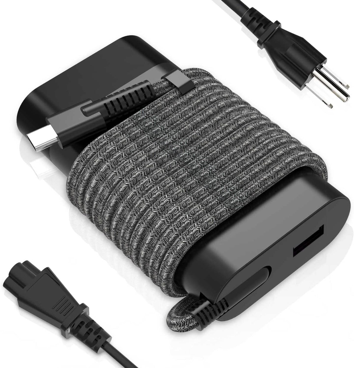 Cargador de CA USB C delgado de 65 W, apto para HP Spectre x360 Elitebook 840 ProBook 430 Elite x2 Chromebook Envy x360 Travel Fast Charging Laptop Power Supply Adapter Cord