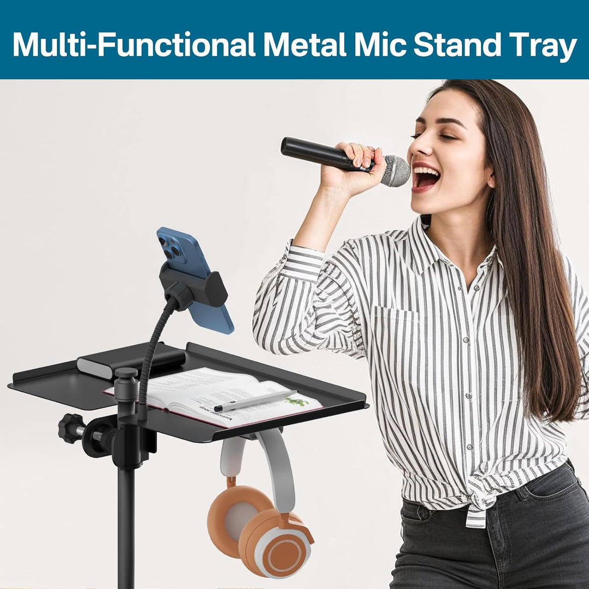 Soporte de Micrófono de Metal Chunxiao con Bandeja y Soporte para T...