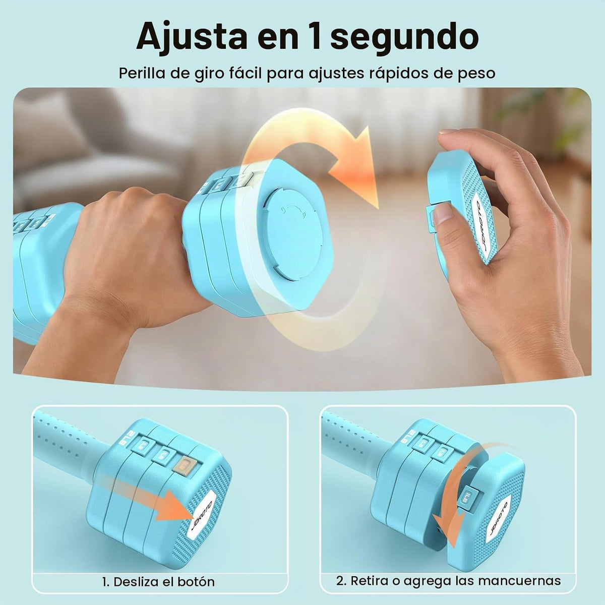 JOROTO Set de Mancuernas Ajustables 5 en 1, Par Ajustable 8LB/11LB para Mujeres en Casa, Bloqueo Dual 1s-Adjust Estable con Mango Suave TPE, Gimnasio en Casa, Rehabilitación, Pilates, Yoga, Entrenamiento de Fuerza