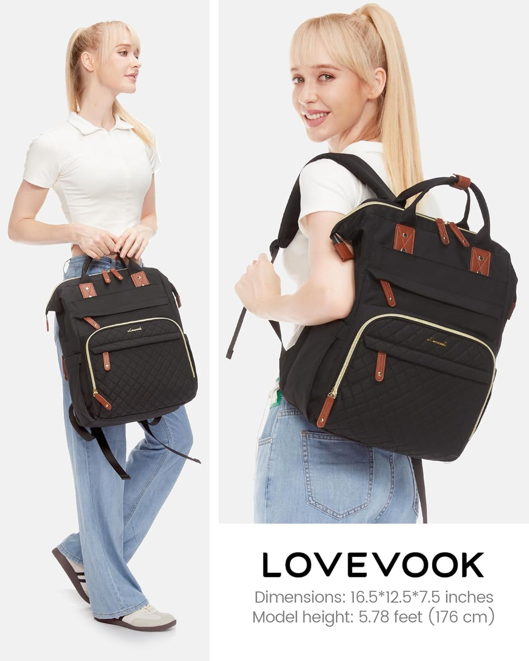 LOVEVOOK - Mochila para laptop de mujer, 15.6'' impermeable...