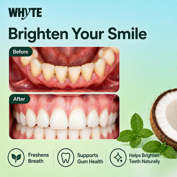 Whyte Enjuague bucal orgánico con aceite de coco para el mal alient...