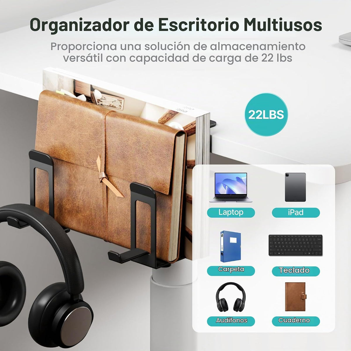 PEGZONE Soporte vertical para laptop con 2 ranuras para debajo del...
