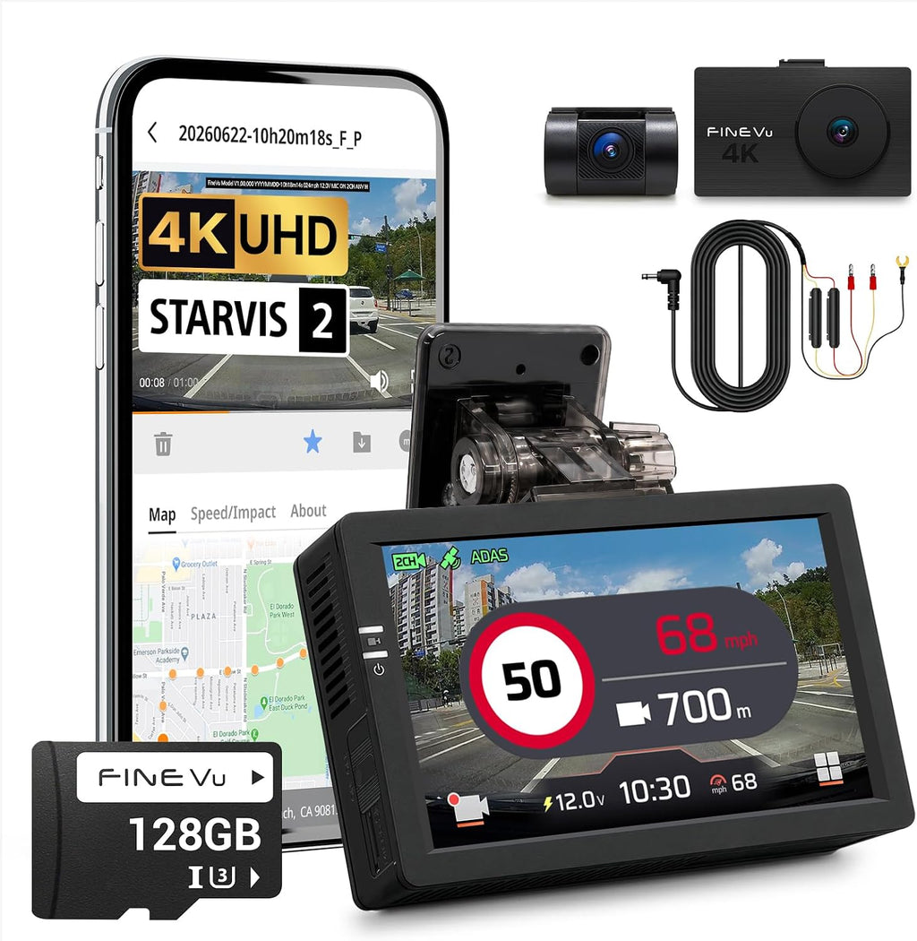 FineVu LX4K True 4K Dual Dash Cam y kit de cableado duro
