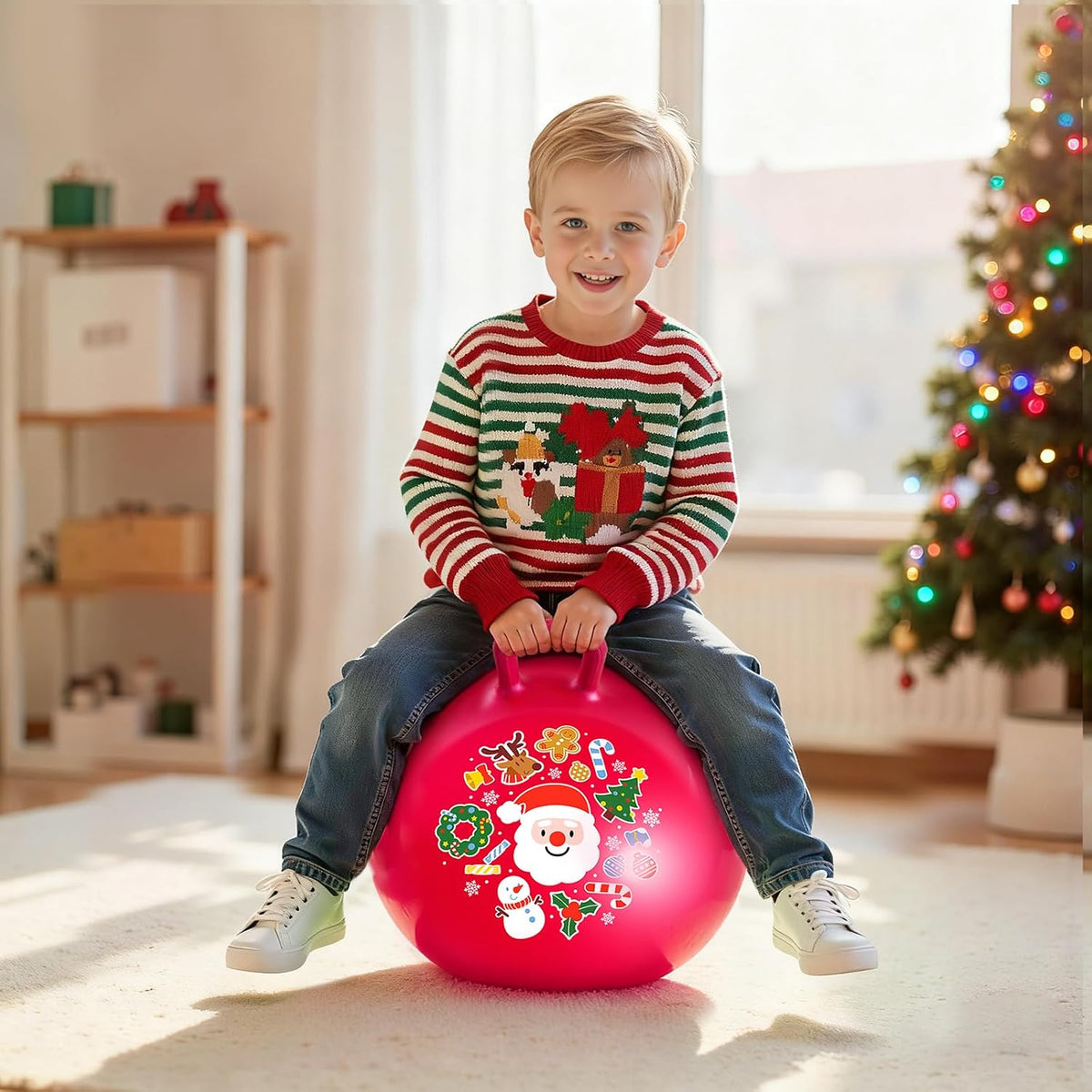 Paquete de 2 18 bolas de tolva, juego de bolas hinchables rojas de nube y Papá Noel con asa, bomba y pinzas para el cabello, juguetes inflables para niños de 3 a 8 años