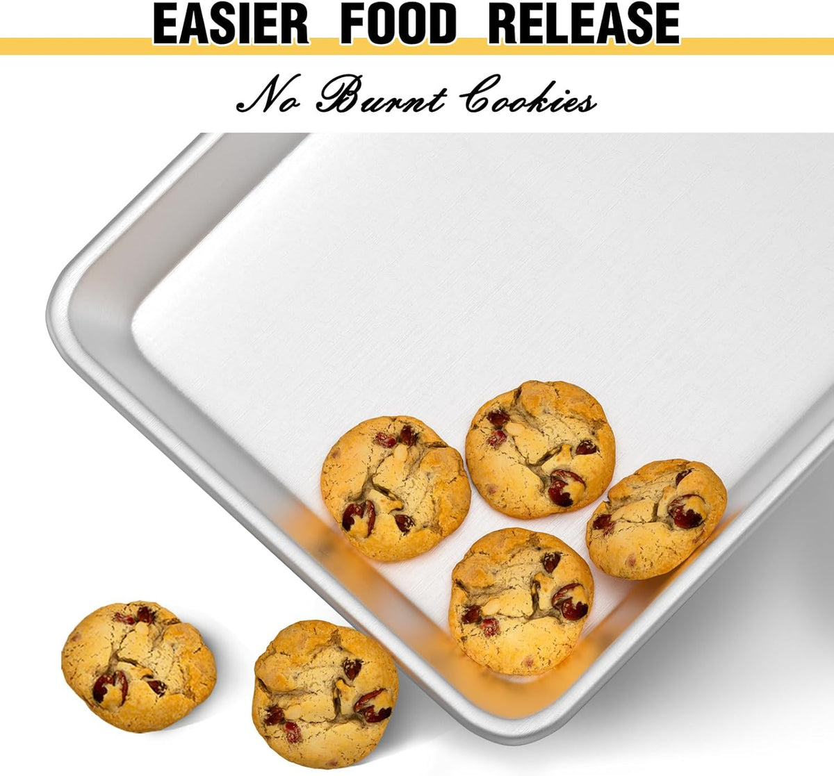 Juego de Bandejas para Hornear de Calidad Comercial, Bandeja de Horno de Aluminio Natural, Bandeja para Repostería a Prueba de Deformación Umite Chef, Bandejas para Galletas Grandes y Gruesas para Hornear, Asar (2 Pack, 18X13In)