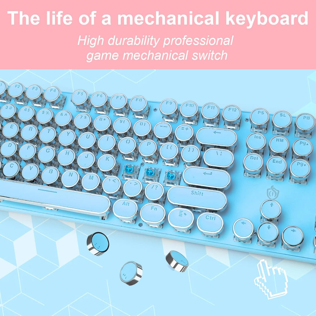 YSCP Teclado mecánico para juegos estilo máquina de escribir, retro...