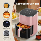 Sweetcrispy Freidora de aire de 6 cuartos con ventana, horno de freidora de aire cuadrado 12 en 1 para la familia, tecnología rápida de aire crujiente de 400 °F, deshidratación, cesta antiadherente y