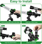 Telescopio para niños, juguetes espaciales para niños, incluye brújula y 3 oculares, gran telescopio portátil como regalo de astronomía, kit educativo STEM para niños y niñas para ver la luna