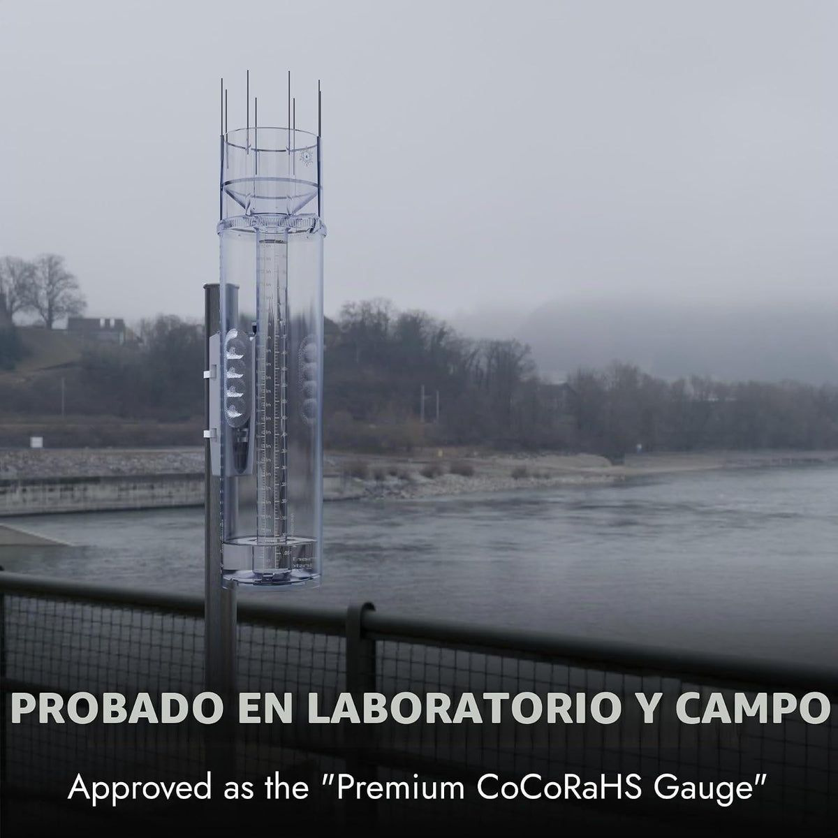 Medidor de lluvia de precisión Tropo, aprobado por CoCoRaHS, de alta capacidad, unidades duales