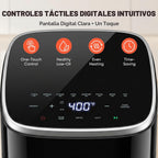 OLIXIS Freidora de aire de 4 cuartos con ventana visible, freidora de aire digital de 1500 W con pantalla táctil con 8 ajustes preestablecidos, apagado automático y cesta antiadherente apta para