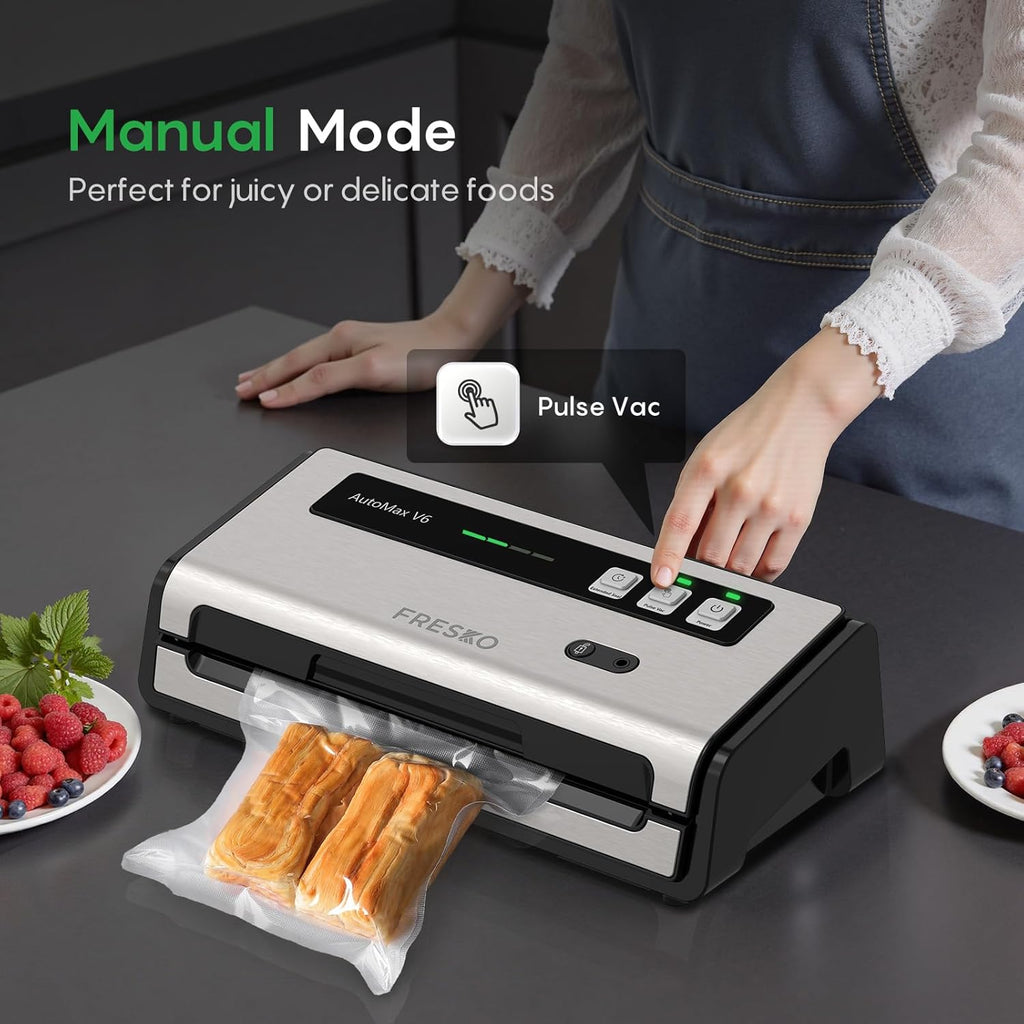 FRESKO Sellador al vacío para alimentos con detección automática de bolsas y cortador incorporado
