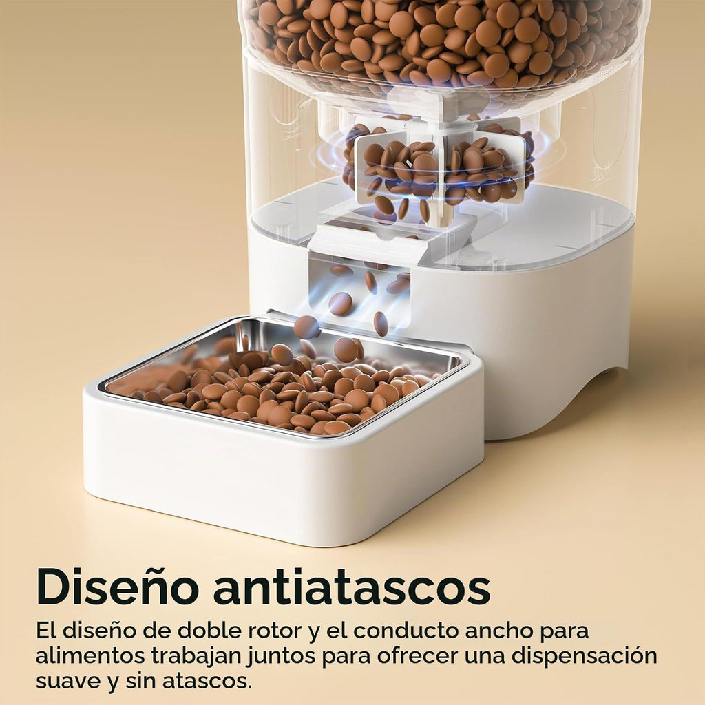 PAPIFEED Comedero automático para gatos con aplicación, alimentador automático WiFi para gatos, dispensador de alimentos para gatos de alimentación lenta de 6 litros para alimentos secos
